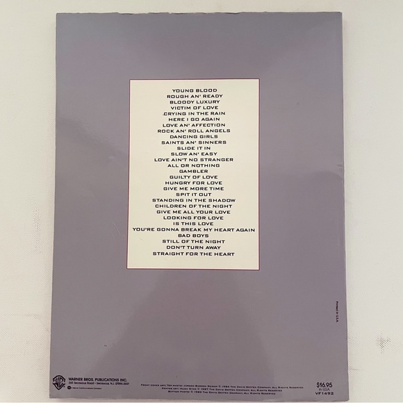 Whitesnake Anthology Songbook/ Music Book 1988 RARE! - Picture 2 of 4